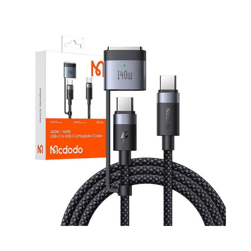 Mcdodo 240W / 140W USB-C to USB-C & MagSafe 3 Magnetic Charging Cable CA-0140 Mcdodo 240W / 140W USB-C to USB-C & MagSafe 3 Magnetic Charging Cable CA-0140